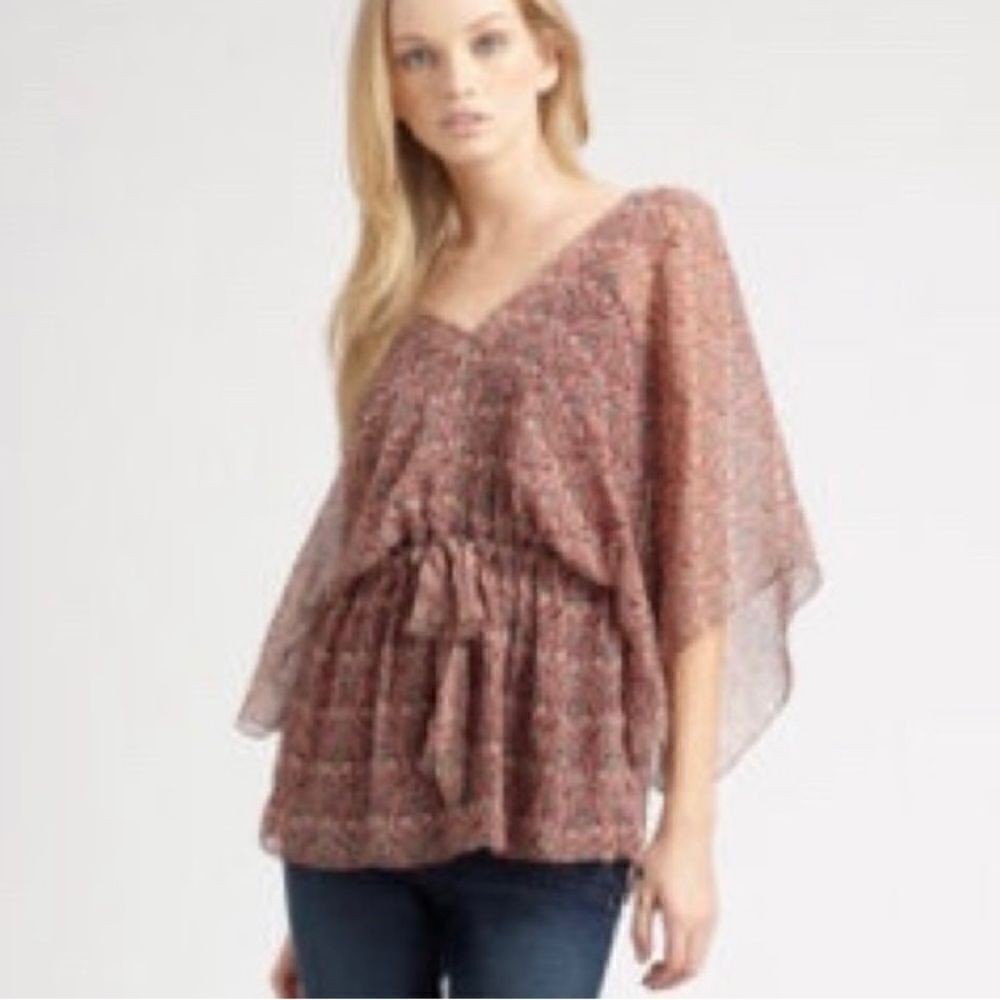 Ella Miss 100% Silk Draped Tunic Top Size Medium